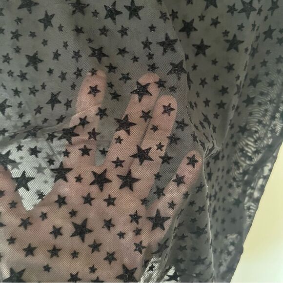 Noisy Day Black Star Celestial Pattern Sheer Short Sleeve T-shirt - Picture 4 of 6